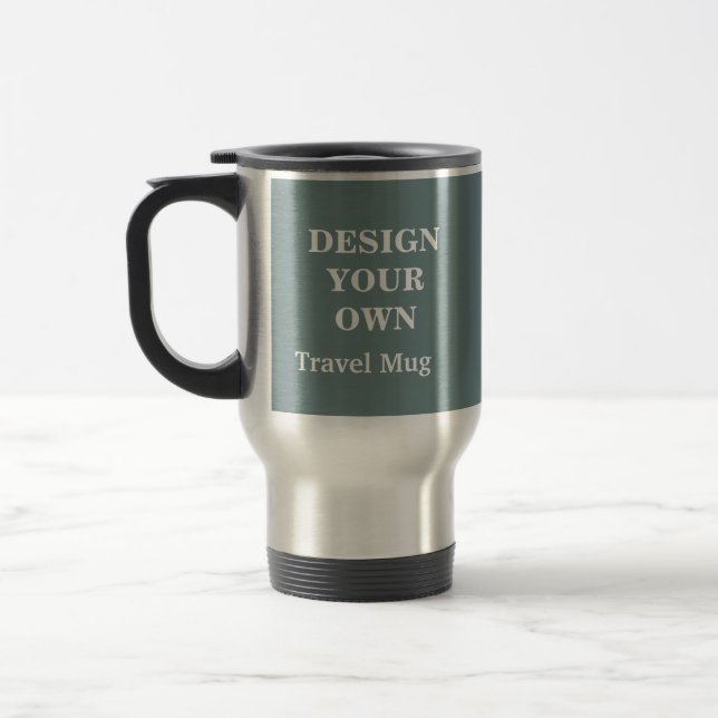 Design Your Own Travel Mug - Teal and Silver (Left)