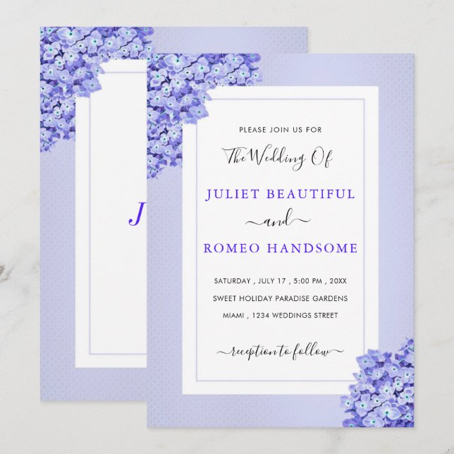 Design Your Own Violet Wedding Invitation Template (Front/Back)