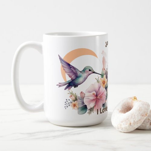 Design Your Own Watercolor Hummingbird Custom Name Coffee Mug