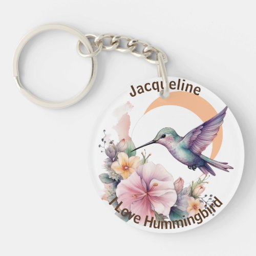 Design Your Own Watercolor Hummingbird Custom Name Keychain