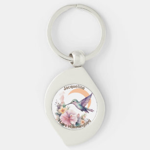 Design Your Own Watercolor Hummingbird Custom Name Keychain