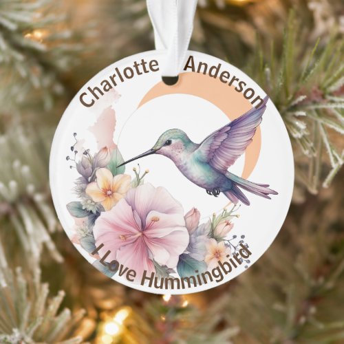 Design Your Own Watercolor Hummingbird Custom Name Ornament