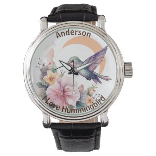 Design Your Own Watercolor Hummingbird Custom Name Watch