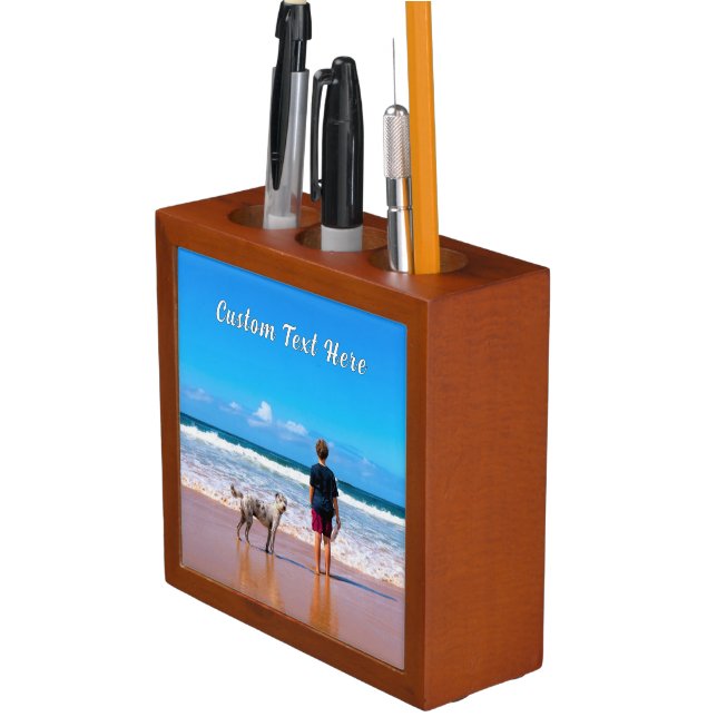 Design Your Pet Photo Desk Organizer Custom Text (In Situ)