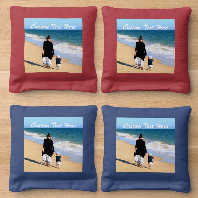 Design Your Photo and Custom Text Cornhole Bags (Wood)