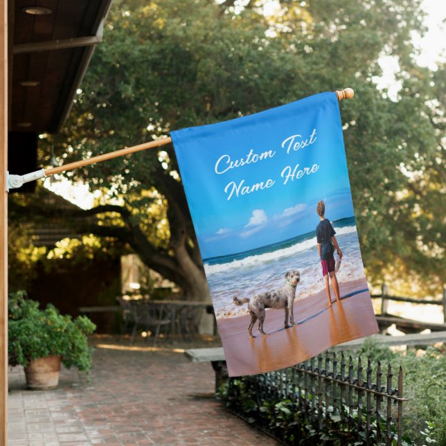 Design Your Photo House Flag Custom Text Name (In SItu)