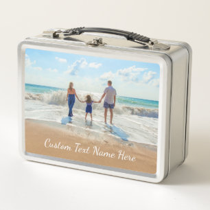 Design Your Photo Metal Lunch Box with Custom Text