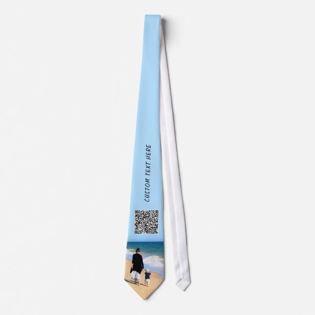 Design Your Photo Neck Tie with QR Code and Text (Front)
