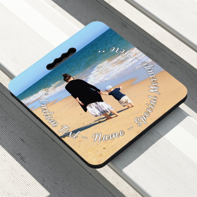 Design Your Photo Seat Cushion Custom Text Name (In Situ)