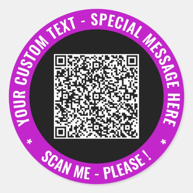Design Your QR Code Custom Text and Color Stickers (Front)