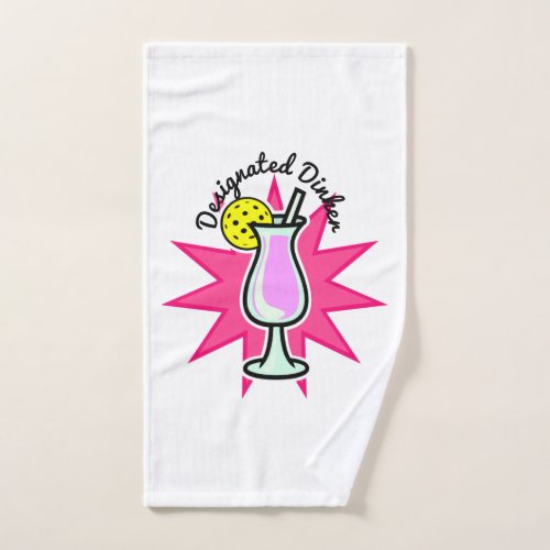 Designated Dinker _ Pink Cocktail with Pickleball  Hand Towel