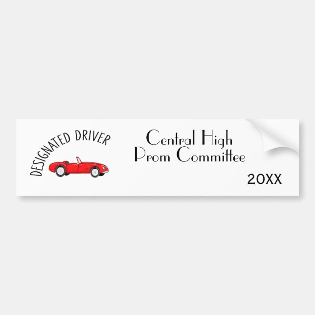 Designated Driver Red and White Bumper Sticker (Front)