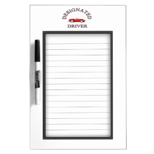 Designated Driver Sign Up Sheets Dry Erase Board
