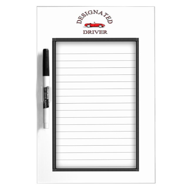 Designated Driver Sign Up Sheets Dry Erase Board (Front)