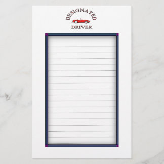 Designated Driver Sign Up Sheets Stationery