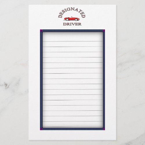 Designated Driver Sign Up Sheets Stationery