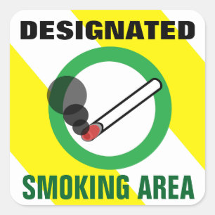 Designated Smoking Area Sign Square Sticker