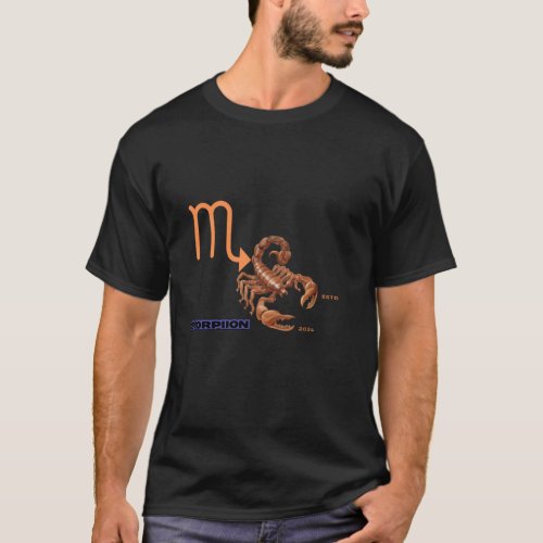 Designe is a shiny golden scorpion T_Shirt