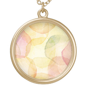 Designed abstract background with watercolor gold plated necklace