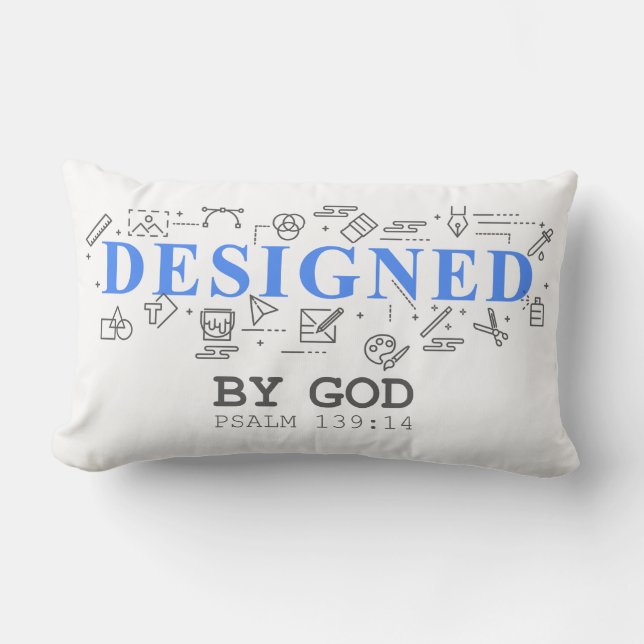 Designed By God – Men & Boys Christian Faith Psalm Lumbar Pillow (Front)