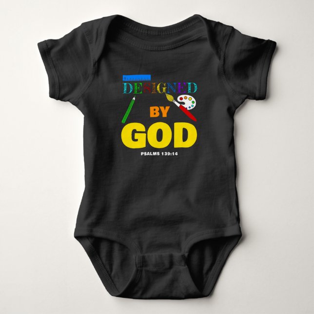 Designed By God – Psalms 139:14 Christian Faith  A Baby Bodysuit (Front)
