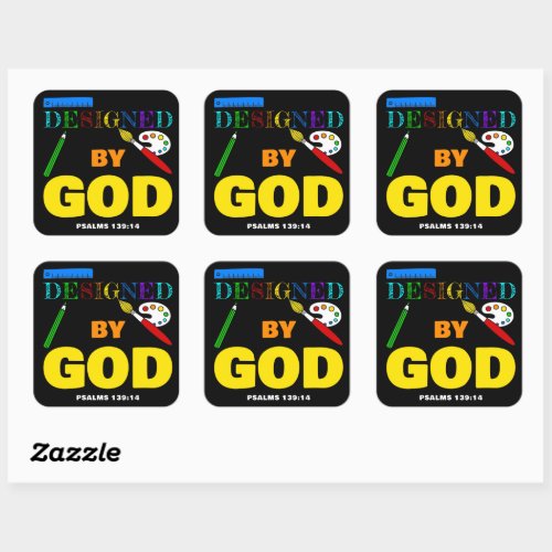 Designed By God  Psalms 13914 Christian Faith Square Sticker