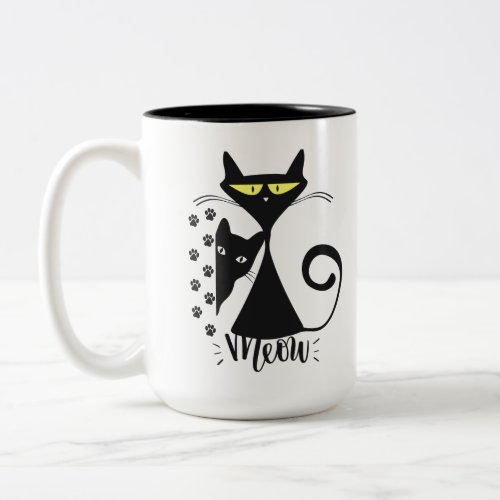 Designed by my annoying cat brother Two_Tone coffee mug