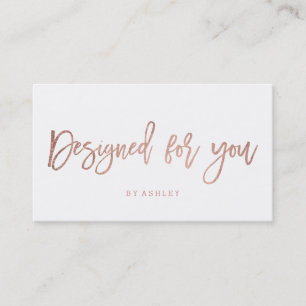 Designed for you elegant rose gold typography business card
