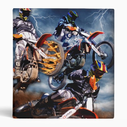 Designed motocross racing collage binder