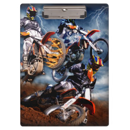 Designed motocross racing collage. clipboard