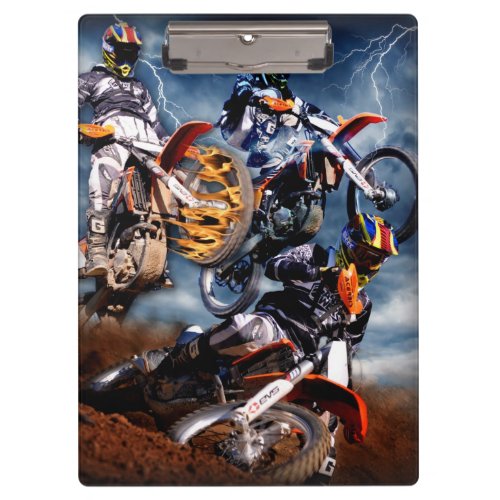 Designed motocross racing collage clipboard