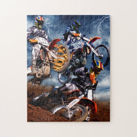 Designed Motocross Racing Collage. Jigsaw Puzzle