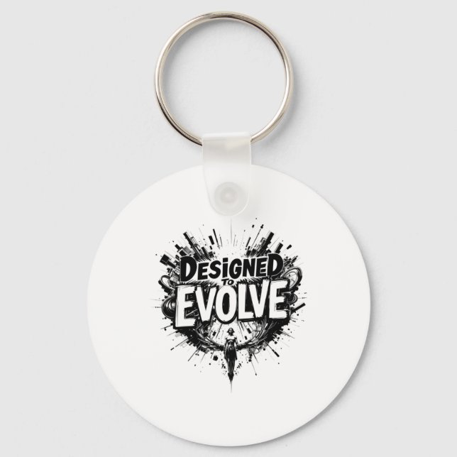 Designed To Evolve – Bold Abstract Evolution Art S Keychain (Front)