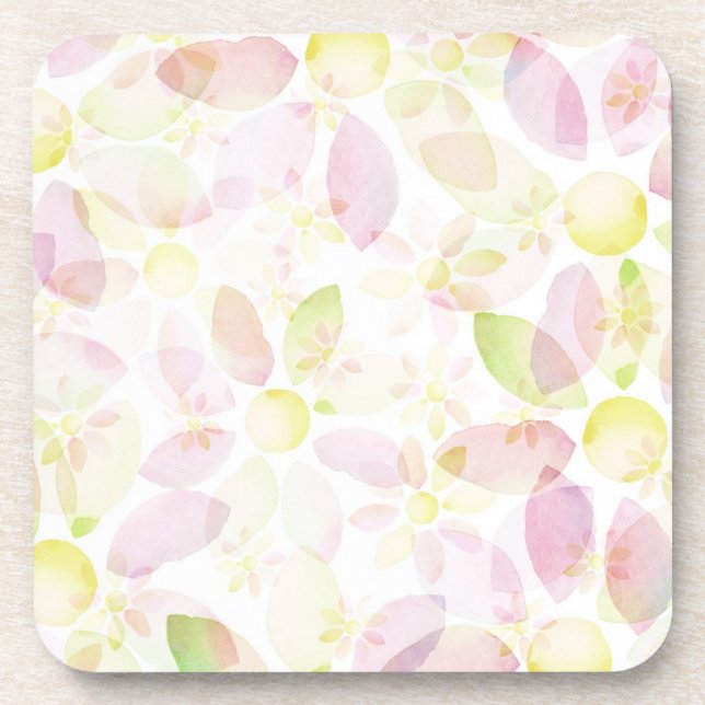 Designed watercolor flower background, texture drink coaster (Front)