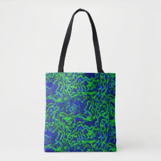 Designer Abstract Blue Green Printed Tote Bag