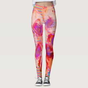 Designer Abstract Leggings in Orange Colors