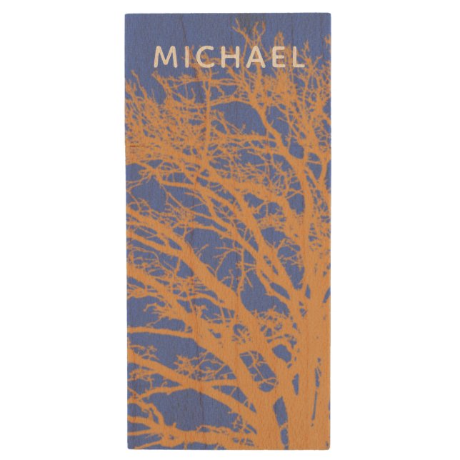 Designer Abstract Trees  Wood Flash Drive (Front Vertical)