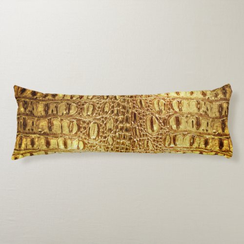 Designer Alligator Crocodile Skin Shiny Gold Body  Body Pillow