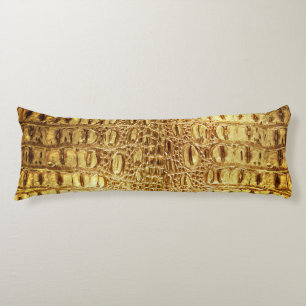 Designer Alligator Crocodile Skin Shiny Gold Body Pillow