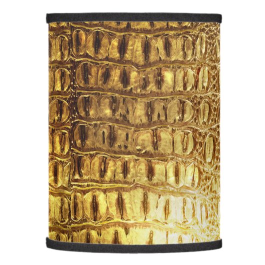 Designer Alligator Crocodile Skin Shiny Gold Lamp Shade (Left)