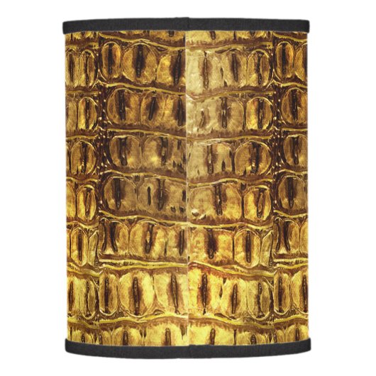 Designer Alligator Crocodile Skin Shiny Gold Lamp Shade (Back)