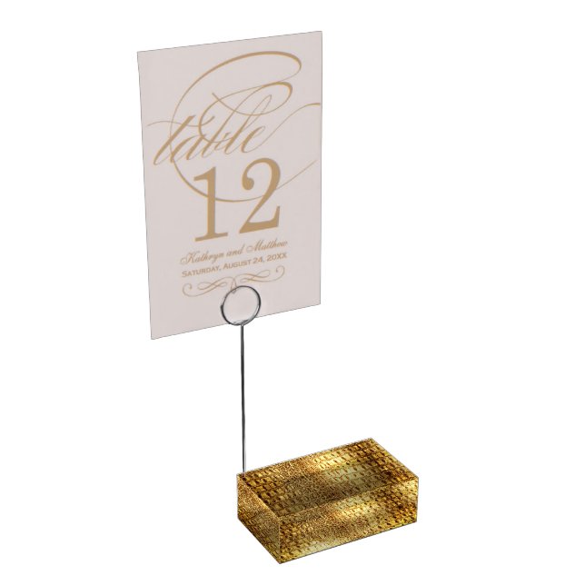 Designer Alligator/Crocodile Skin Shiny Gold Table Card Holder (Corner)