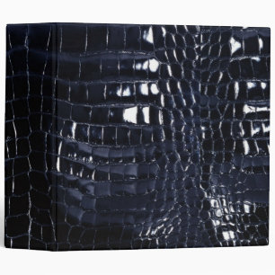 Designer Alligator Crocodile Skin Shiny Navy Blue 3 Ring Binder