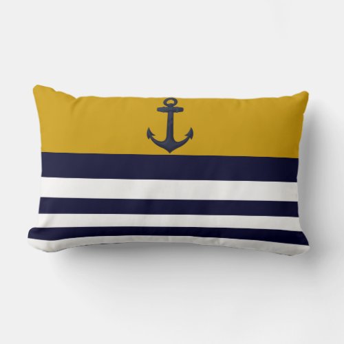 Designer Anchor Nautical Stripes Decorative Pillow