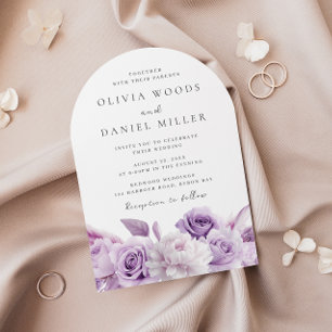 Designer Arch Purple Lavender Floral Wedding Invitation