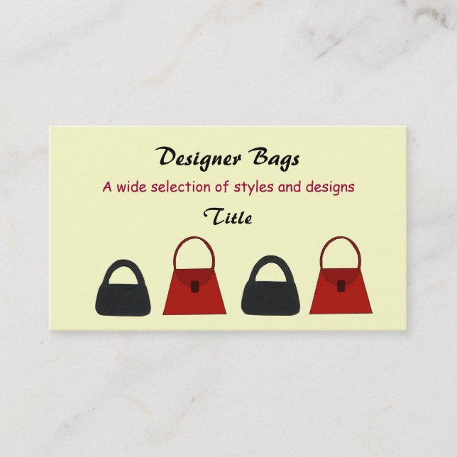 Designer Bags Business Business Card (Front)