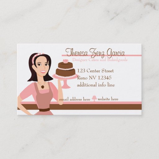 Customizable Designer Bakedgoods-Cake Business Card Template