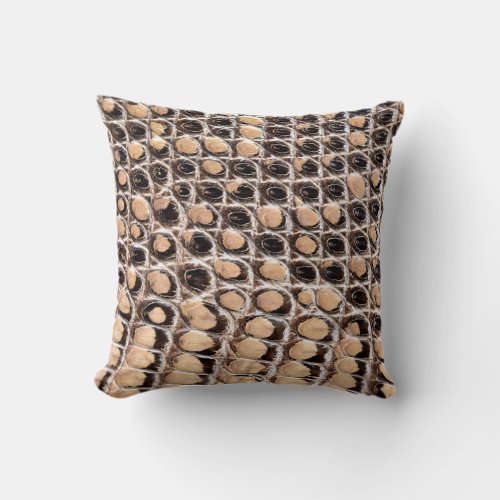 Designer Beige Brown Snake Skin Decorative Throw Pillow