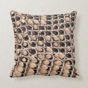 Designer Beige Brown Snake Skin Decorative Throw Pillow
