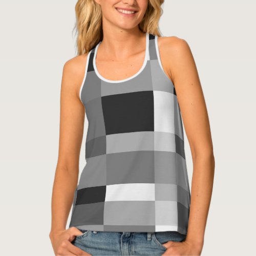 Designer black and white checkerboard pattern tank top